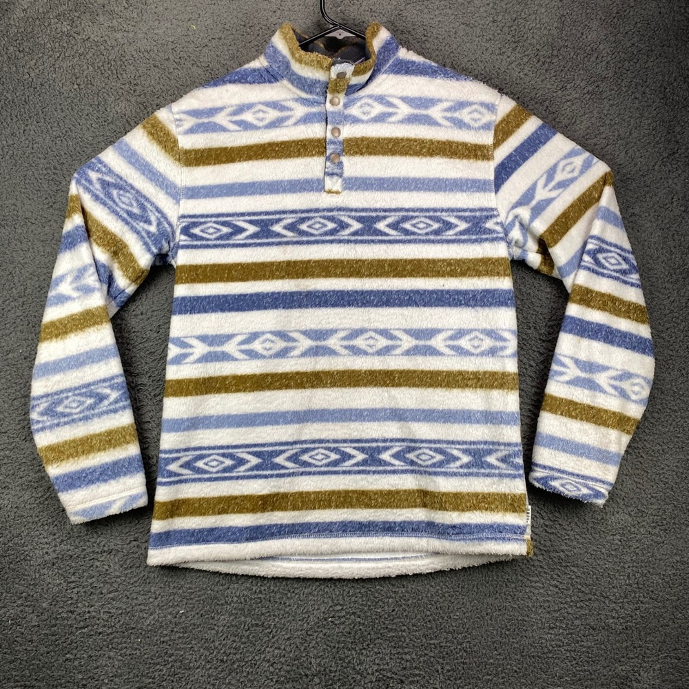 ROWM‎ Mens Fleece Pullover Medium Southwestern Aztec Patterned 1/4 Button